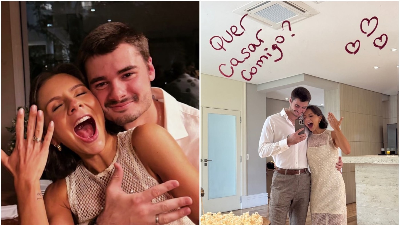 João Assunção e Giovanna Vieira na festa de noivado