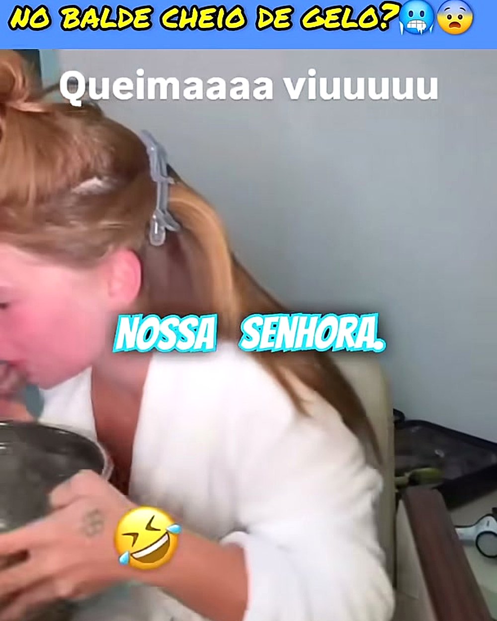 Cena do vídeo viral: agua gelo rosto funciona
