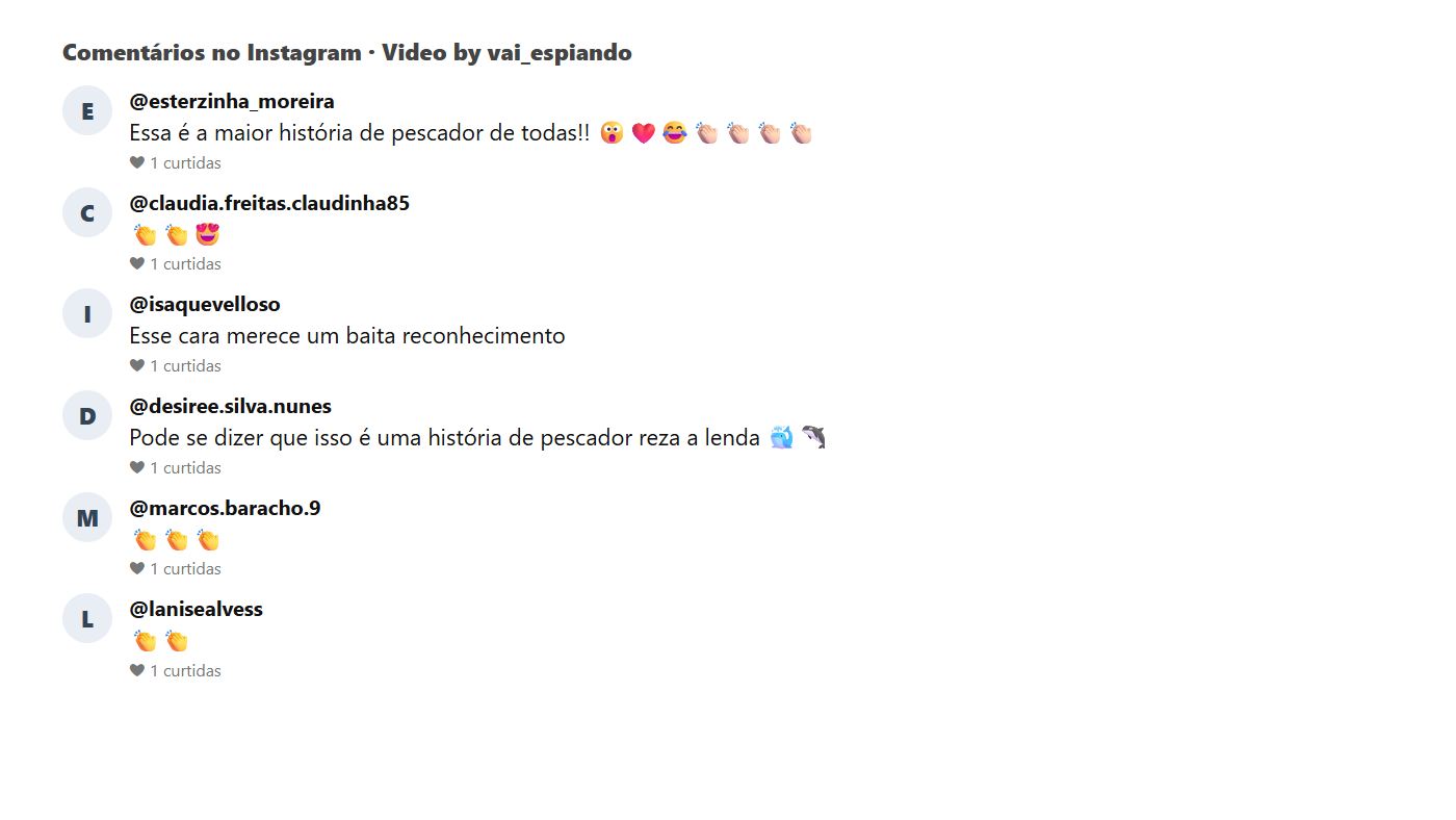 Comentários do público sobre o resgate da baleia no Instagram