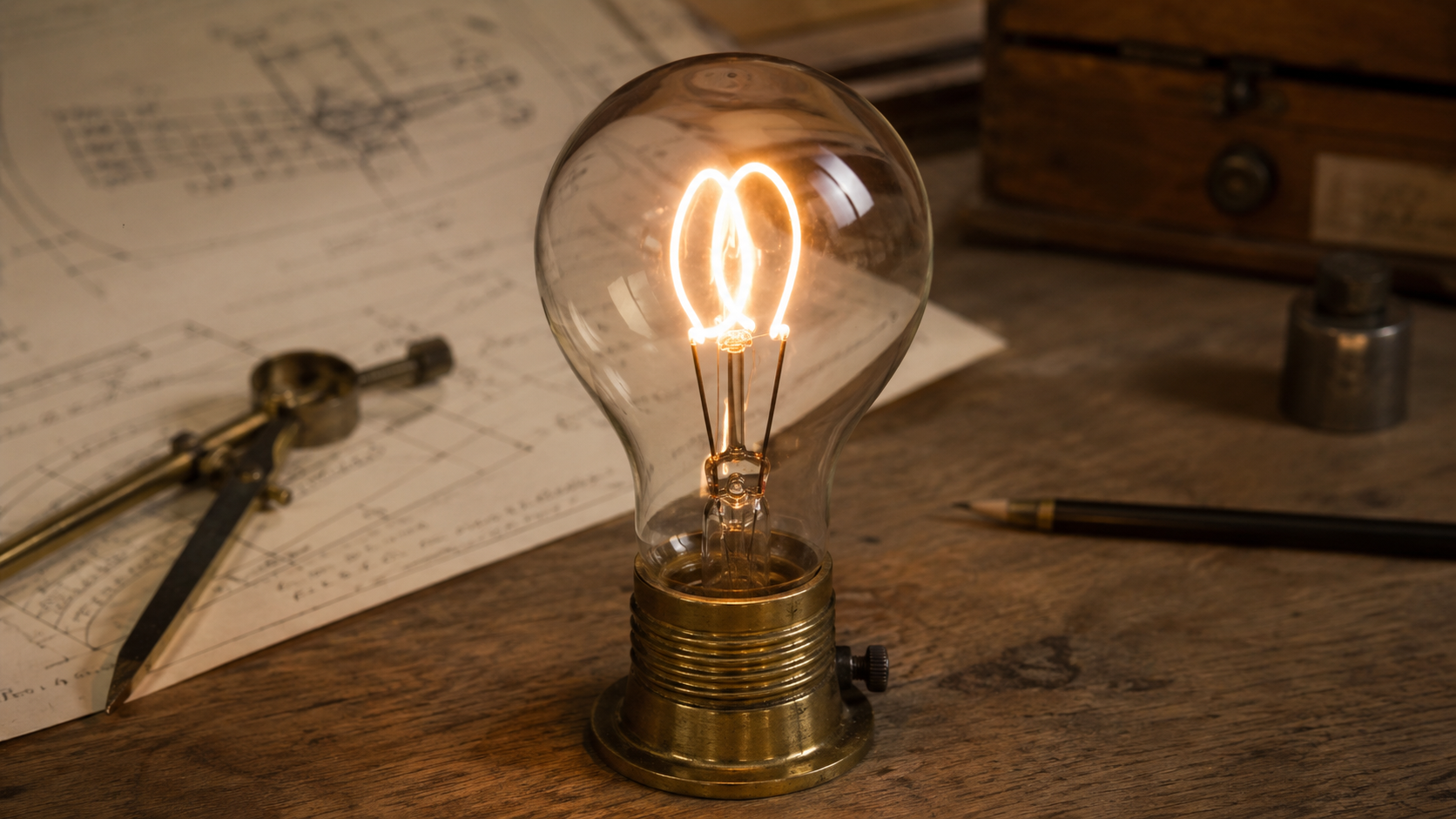 An early carbon-filament light bulb of the kind Lewis Latimer's process made practical