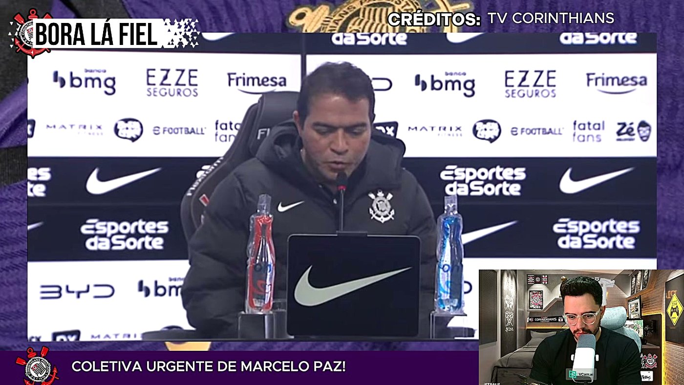 Marcelo Paz falando sobre Memphis na coletiva do Corinthians