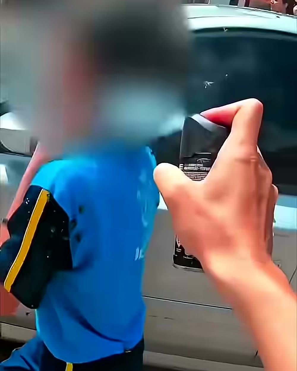 Frame do vídeo do motoboy afastando as abelhas da menina em Ibirité