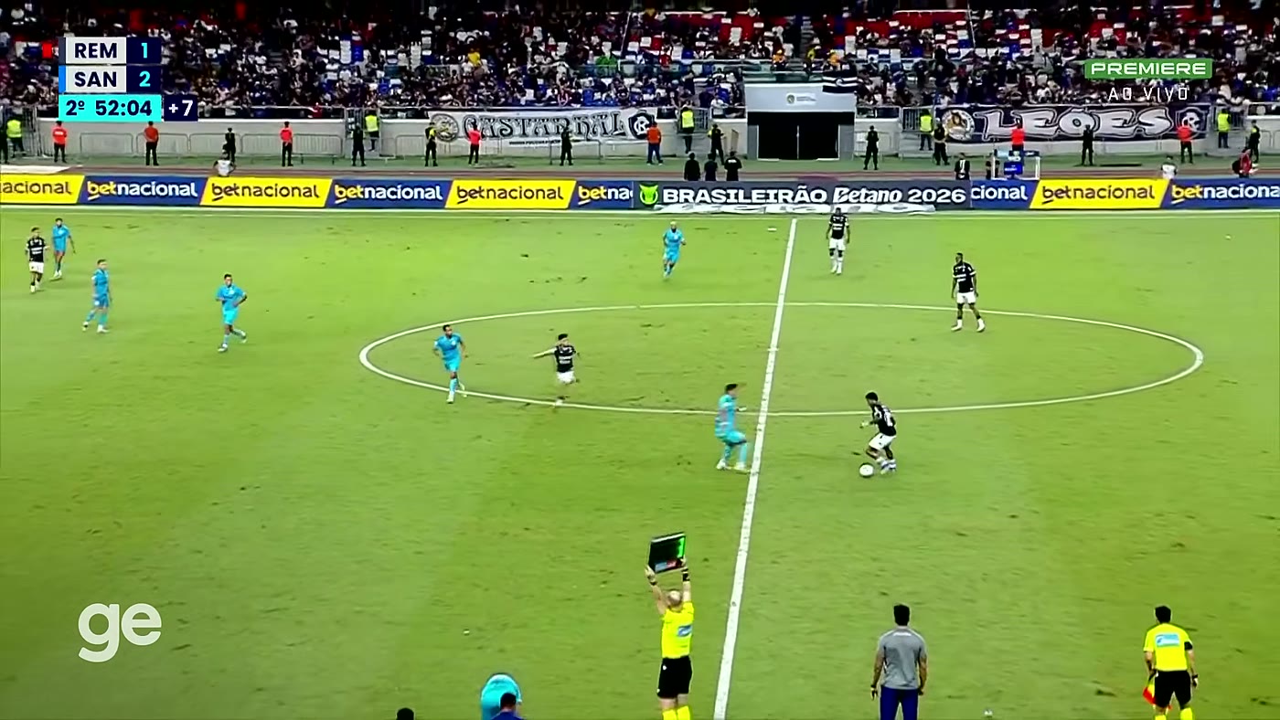 Lance da vitória do Santos sobre o Remo que fechou a arrancada do time no Brasileirão 2026