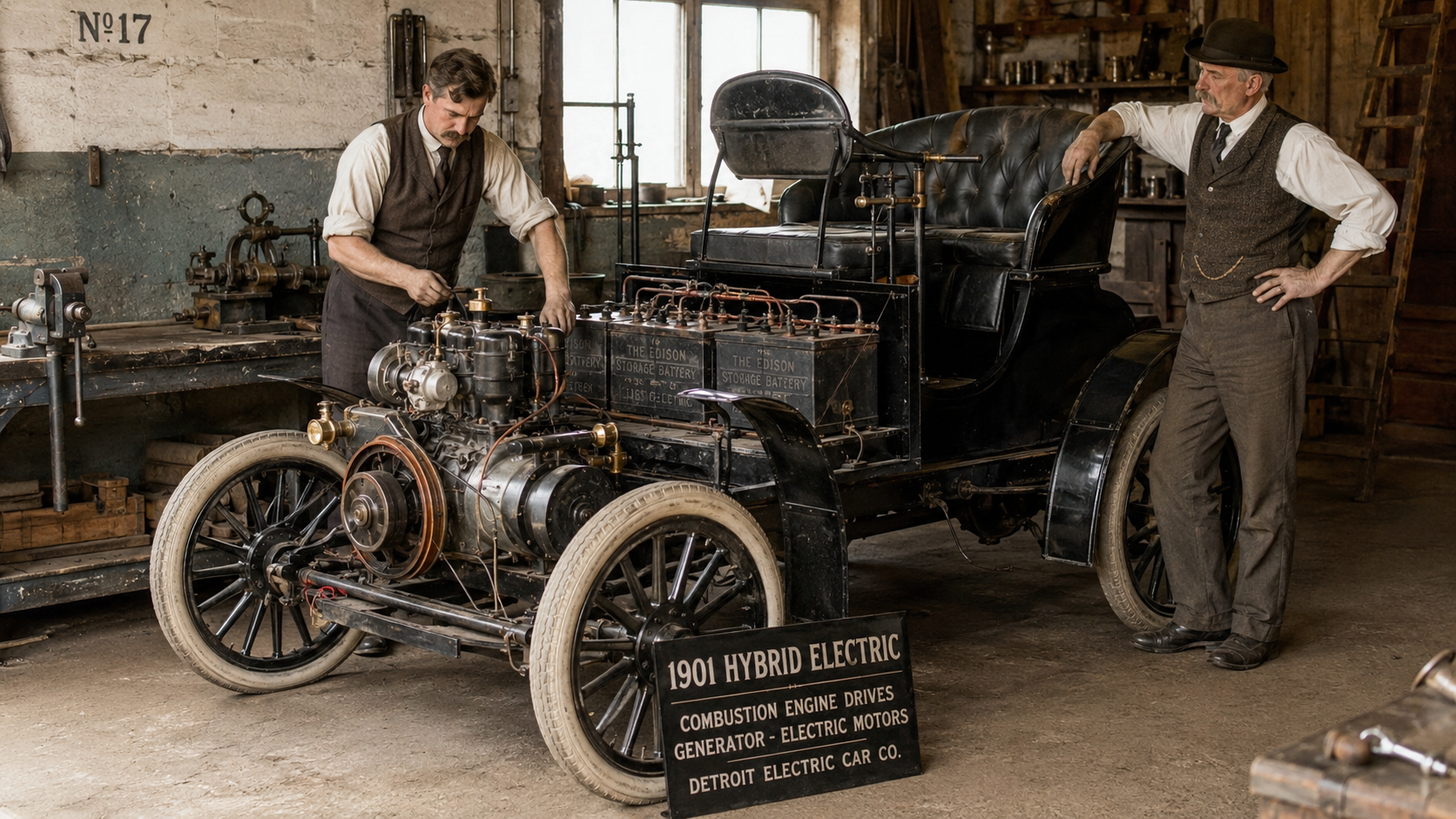 The Semper Vivus, the world's first hybrid, with a petrol engine driving a generator for the Lohner-Porsche electric car system