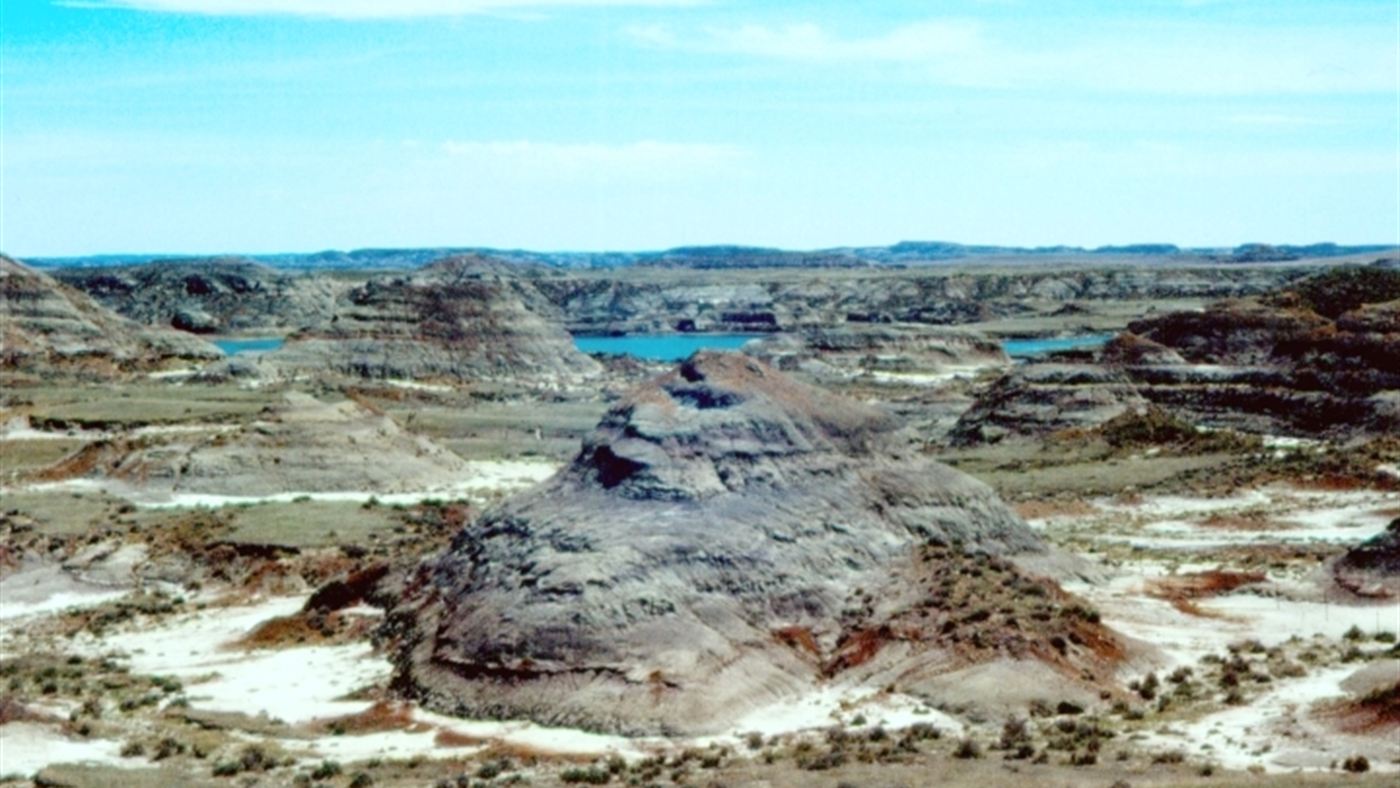 Paisagem da Formação Hell Creek, em Montana, onde foram achados os dentes fósseis do estudo sobre a temperatura do T. rex