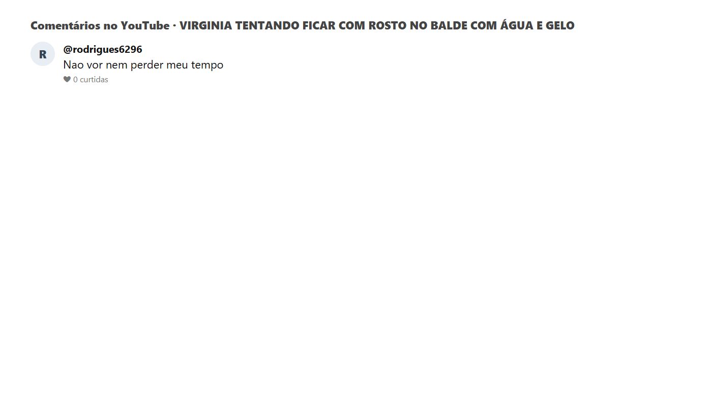 Comentários do público no vídeo de Virginia com o rosto no gelo