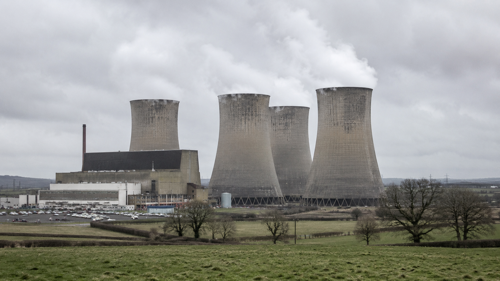 The four cooling towers of Calder Hall nuclear power station in 1956