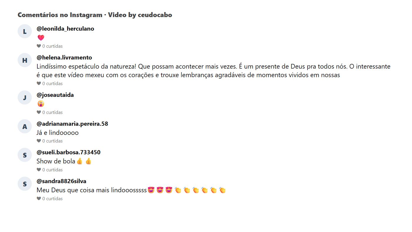 Print dos comentários do público no vídeo dos golfinhos na Praia de Gaibu, no Instagram