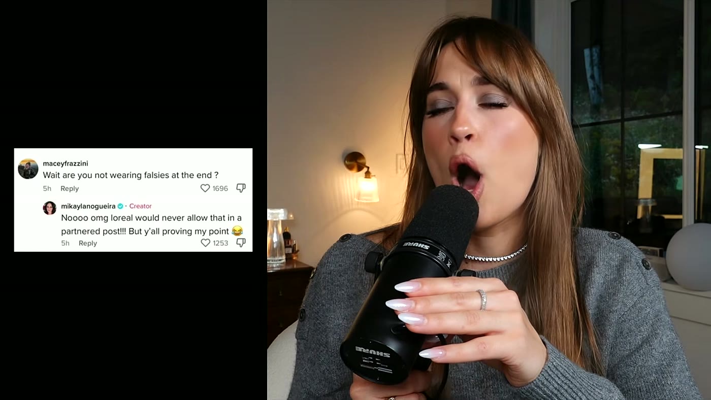 Print da resposta de Mikayla Nogueira sobre a polêmica do rímel