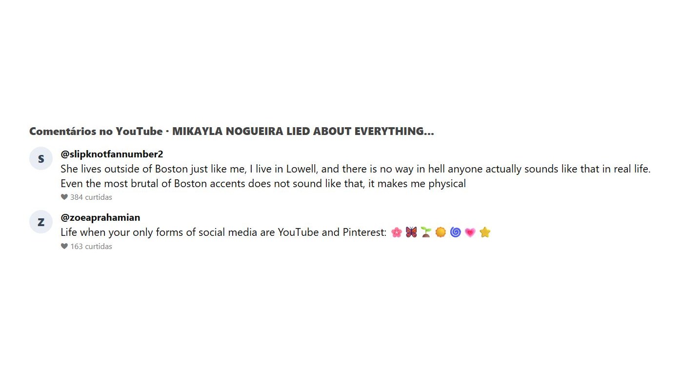 Comentários do público sobre o vídeo de Mikayla Nogueira