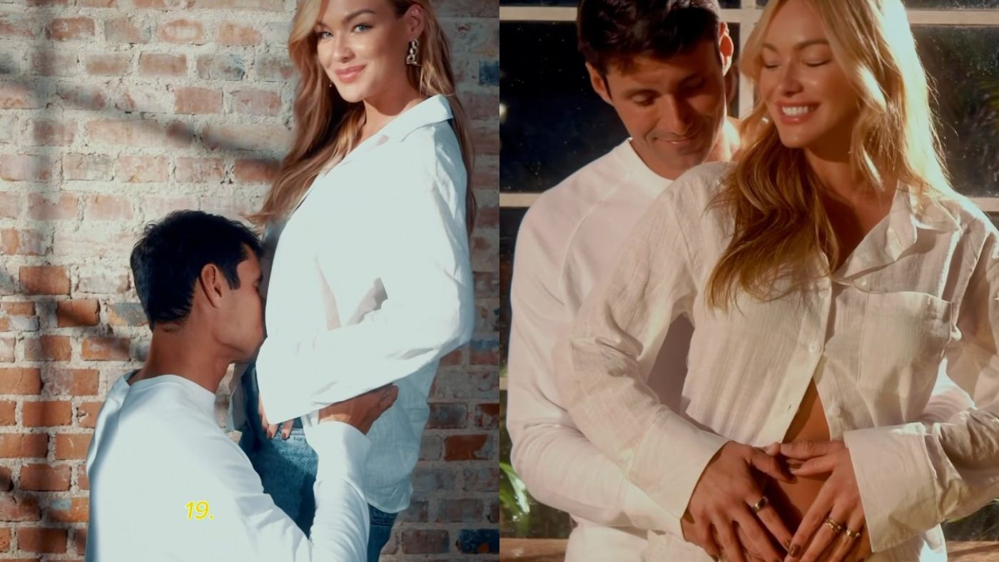 Nova gravidez: bárbara Heck grávida ao lado do marido, Rick Maia, em foto que anunciou a gravidez