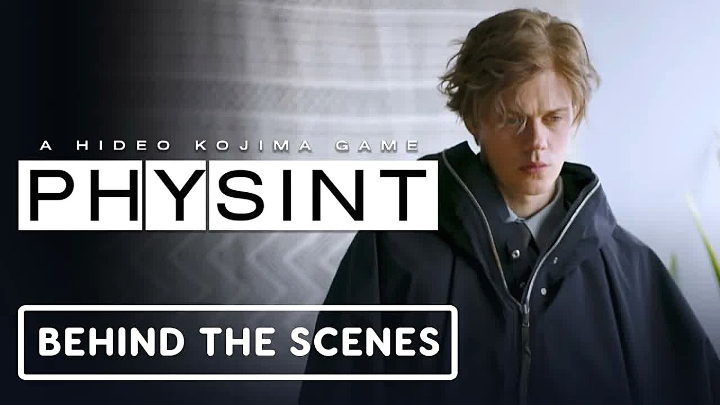 Hideo Kojima ao lado da armadura de Physint, jogo que tem Bill Skarsgård como protagonista
