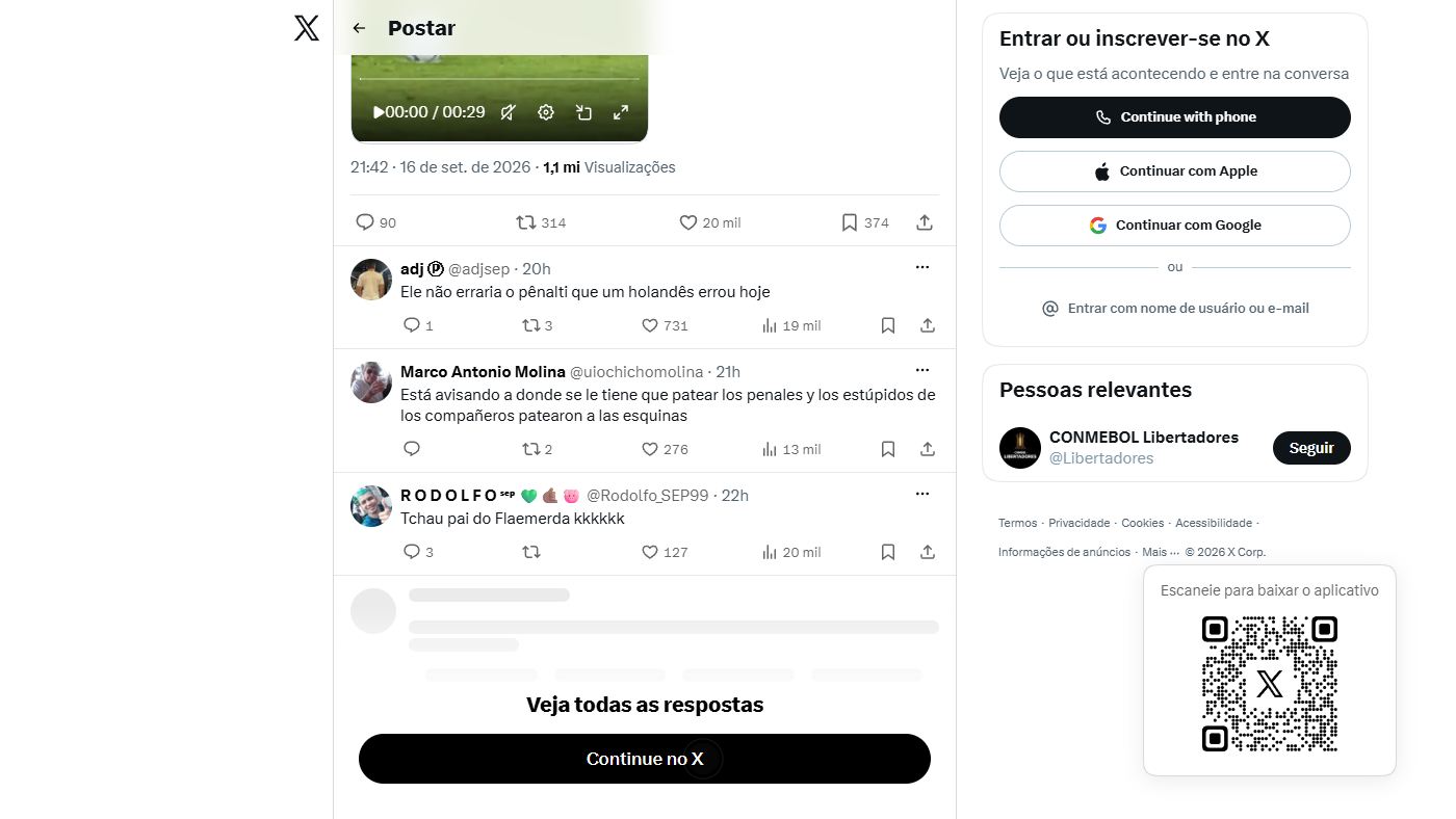Print dos comentários do público no vídeo do gesto de Deyverson