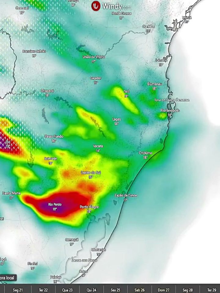 Granizo e vendaval no Sul: alerta em 48h