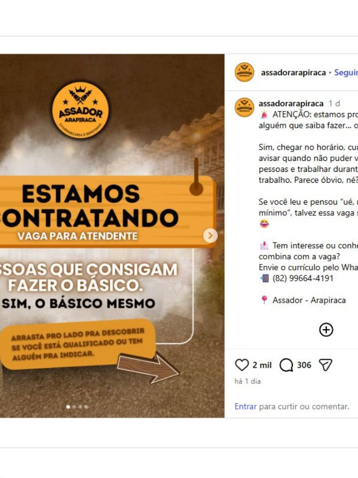 Vaga o básico em Arapiraca viraliza