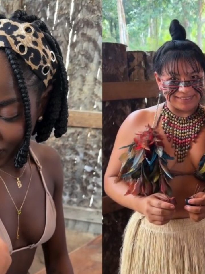 Clara Moneke visita aldeia Cipiá e encontra botos em Manaus